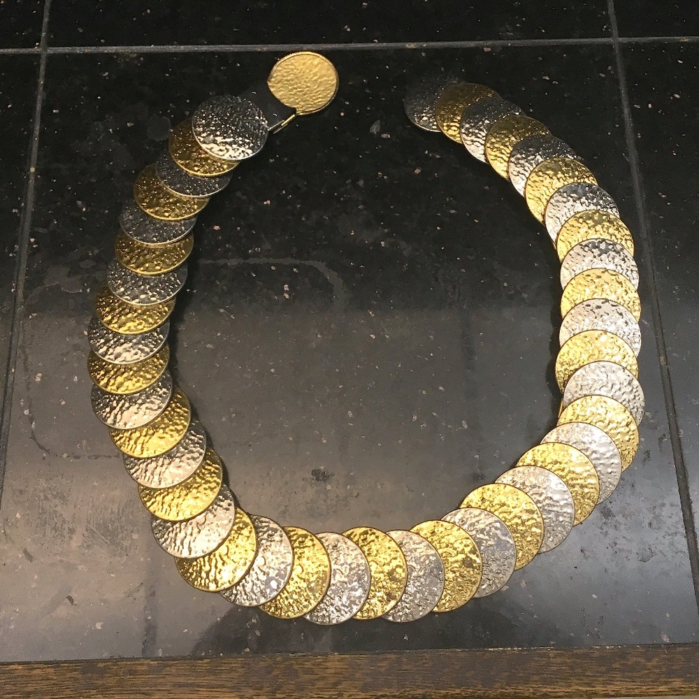 Faux Silver & Gold Coin Style Necklace